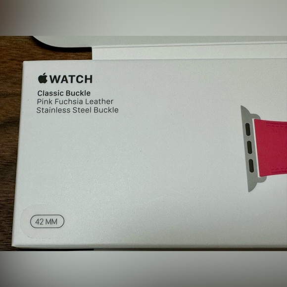 New Apple Watch OEM Classic Buckle Leather Strap Pink Fuchsia 42MM - Picture 5 of 7